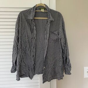 Esprit Navy Blue and White Gingham Button-Down Shirt
